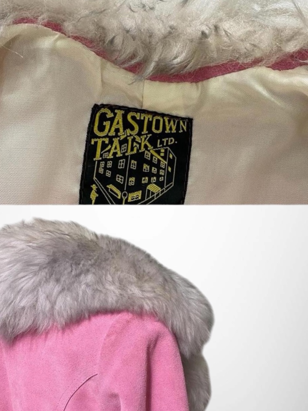 RARE Vintage 60s–70s Gastown Talk LTD Pink Suede Penny Lane Coat w/ Real Fur - Picture 7 of 8